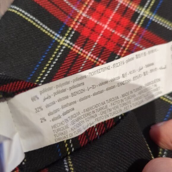 Zara red & black plaid long sleeve cropped blouse red black - Picture 7 of 7